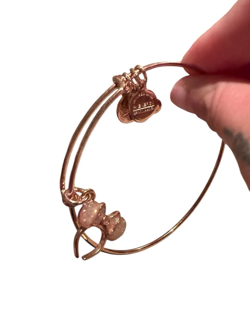 Alex and Ani Disney Parks Minnie Mouse Rose Gold Charm Bangle Bracelet - Picture 3 of 5